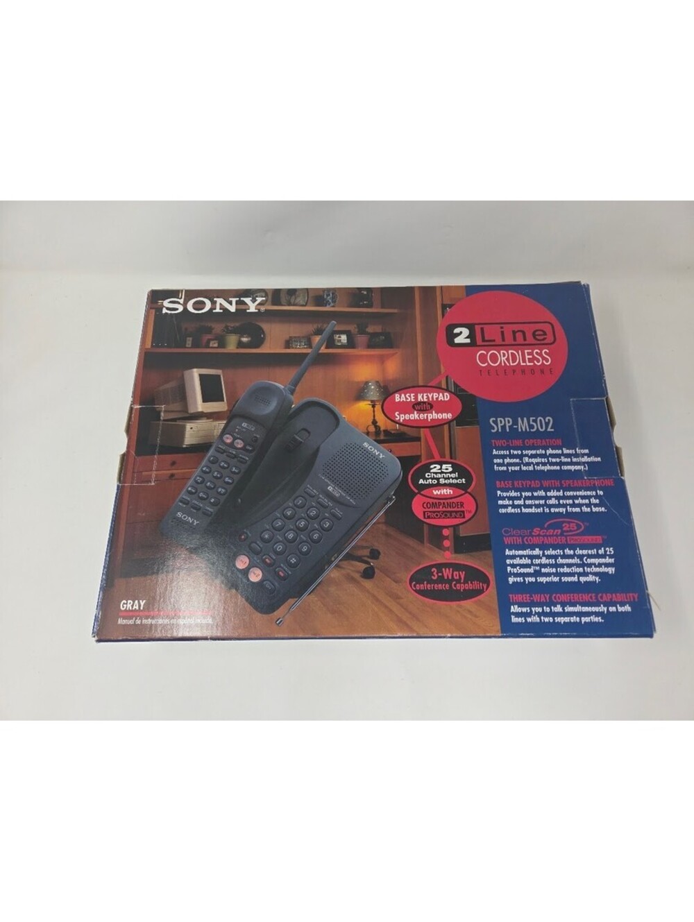 Sony SPP-M502 2 Line Cordless Telephone Speakerphone System Boxed Set